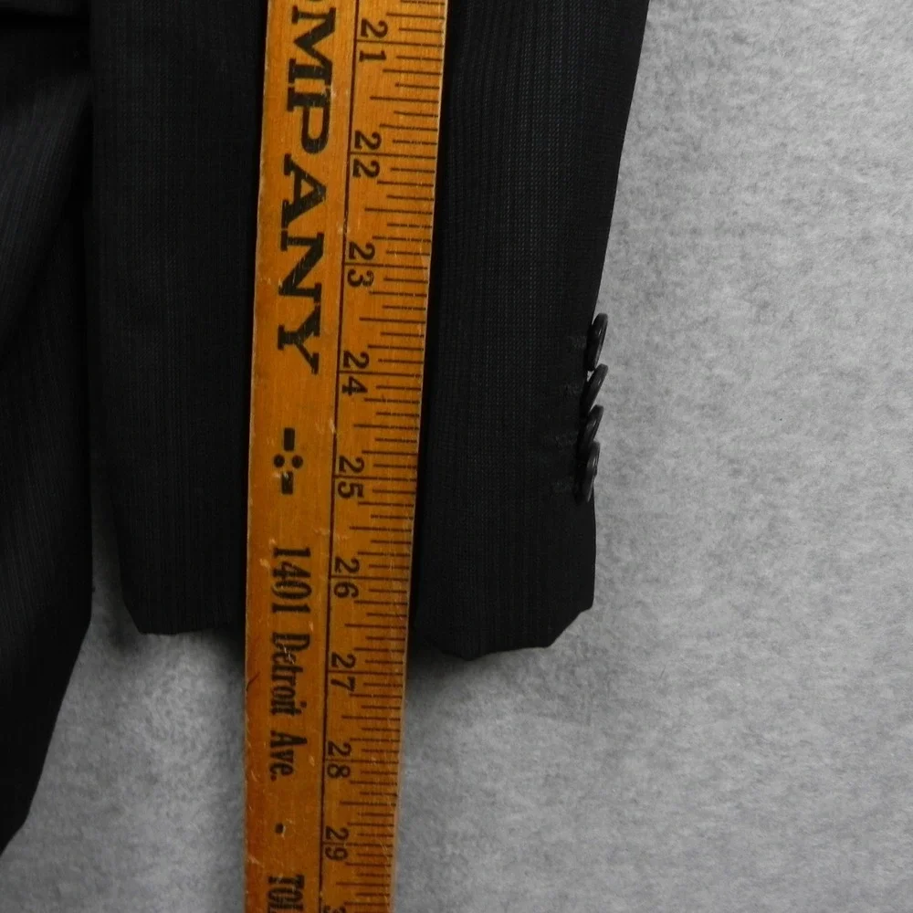Marc Anthony Suit Jacket Mens 40L Black Pinstripe 100% Wool 2 Button Blazer Coat